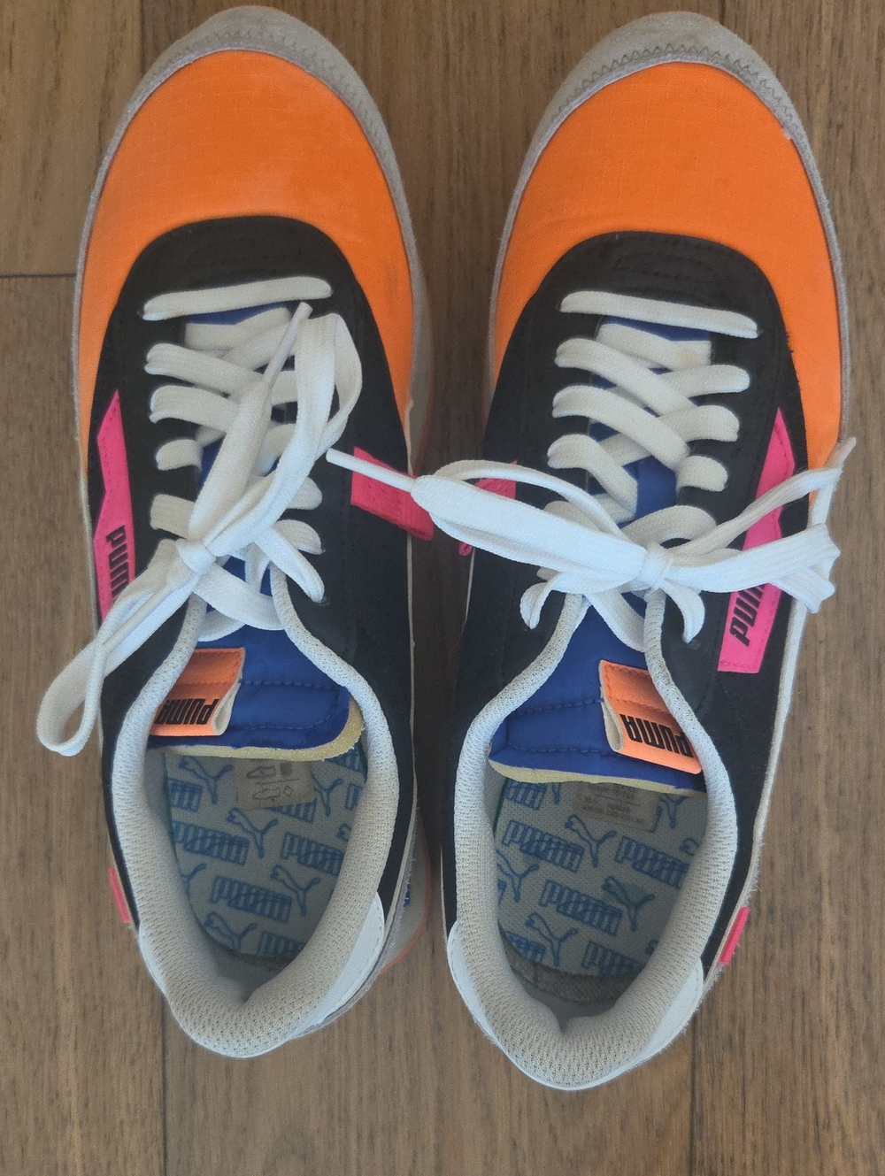 Puma Men's Orange, Black & Pink Retro-Style Sneakers